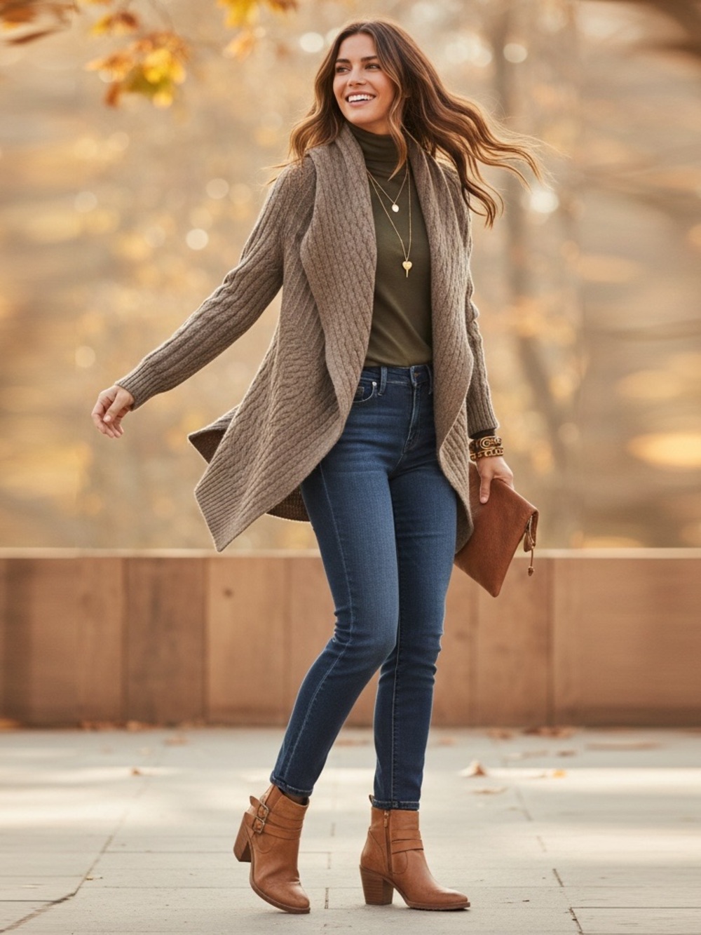 Cynthia Rowley Cozy Cable Knit 100% Cashmere Open-Front Cardigan Sweater - Taupe